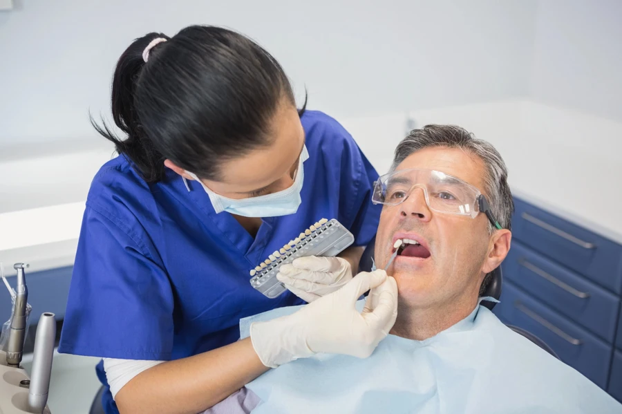 cosmetic dentist in arlington tooth shade matching for veneers